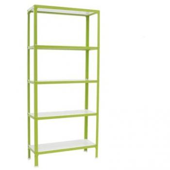 Estantería metálica HOMECLICK WOOD MINI 5/300 VERDE/BLANCO - GGB100209188035 - Simon Rack, con 5 estantes de madera, dimensiones 1800x800x300 mm, diseño