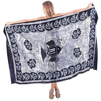 señoras envuelven 100% algodón abrigo liviano mano del batik swismuit bikini de pareo azul