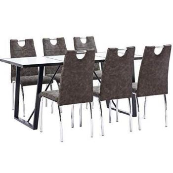 vidaXL Juego de Comedor 7 Piezas Cuero Sintético Mobiliario Decoración Interior Casa Hogar Robusto Duradero Resistente Funcional Práctico Útil Marrón