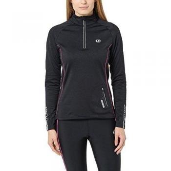 Ultrasport Nelli - Camiseta de correr de manga larga para mujer, color negro / rosa neón, talla XS