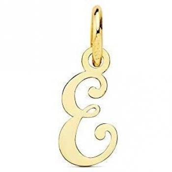 Colgante oro 18k letra inglesa E mayúscula 12mm. lisa calada