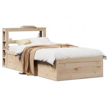 Estructura de Cama con Cabecero 90x200 cm, Madera Maciza de Pino