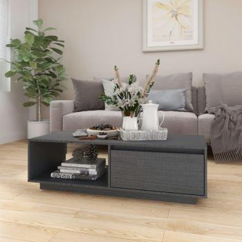 Mesa de centro de madera maciza de pino 110x50x33,5 cm en color natural, blanco y gris