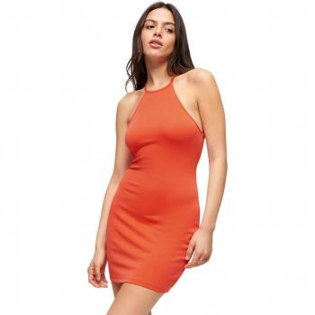 Minivestido de Jersey Naranja sin Mangas para Mujer con Espalda Olímpica Superdry