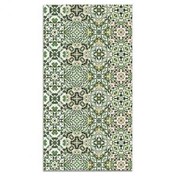 Alfombra Vinílica Baldosa Hidráulico Oriental Verde 80x300 cm - Antideslizante e Ignífuga para Cocina y Salón