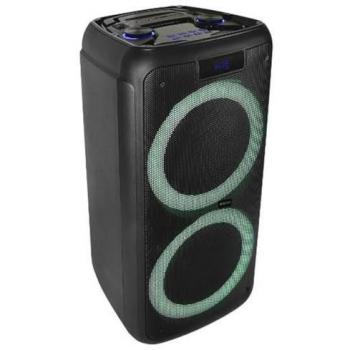 Altavoz Portátil Infiniton Party EQ20, 180W, Bluetooth, Luz LED, Negro, 66 cm, 2 Subwoofers de 8'', Micrófono con Cable Incluido, Control Remoto Incorporado,