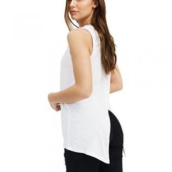 trueprodigy Casual Mujer Marca Camiseta De Tirantes Basico Ropa Retro Vintage Rock Vestir Moda Cuello Redondo Sin Manga Slim Fit Designer Fashion Top, Colores:White, Tamaño:S