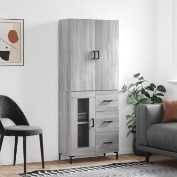 Aparador alto de madera contrachapada gris sonoma 69,5x34x180 cm vidaXL