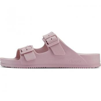 Duuo - Sandalias abiertas de mujer monocolor con doble hebillas al tono, mod.917060, chancla de goma regulable con hebillas, sandalias rosa EVA flat unisex modelo D917060 multicolor