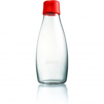 Retap ApS 0.5 Litre Medium Borosilicate Glass Water Bottle, Red