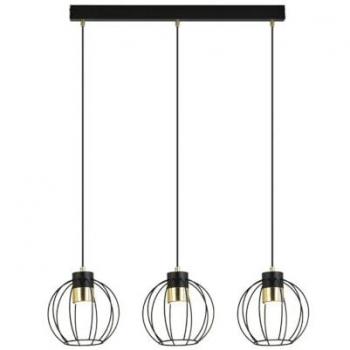 Lámpara de Suspensión Ajax EPIKASA, Acero con Recubrimiento de Polvo Negro y Oro, 80x120x18 cm