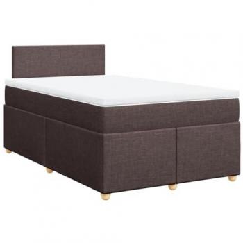 Cama box spring con colchón tela marrón oscuro 120x200 cm