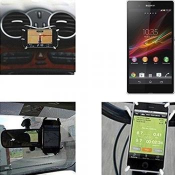 soporte para coche y para mesa etc. para Sony Xperia Z, negro araña. montaje de la salida aire, espejo retrovisor, bicicletas, etc. Trípode - K-S-Trade