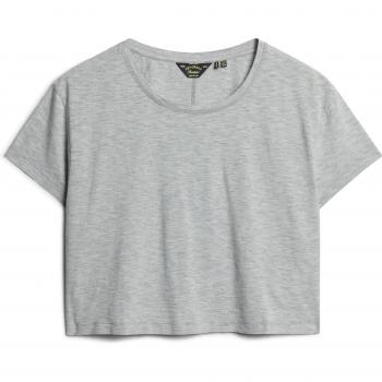 Camiseta corta holgada gris claro Superdry para mujer