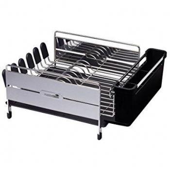 Escurreplatos Horizontal Grande de Acero Inoxidable Kitchen Craft, dimensiones 44.5 x 32 x 19.5 cm, incluye diseño robusto y duradero, ideal para escurrir platos y utensilios de cocina