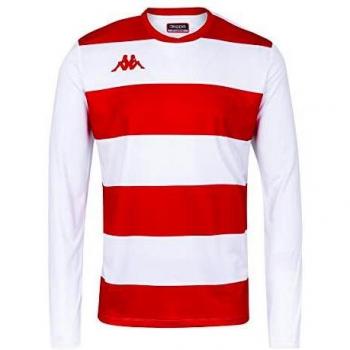 Kappa Casernhor LS Camiseta fútbol Manga Larga, Hombre, Blanco/Rojo, 14Y