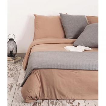 Funda Nórdica SISOMDOS de Algodón 100% Jersey Café Cream, Tacto Suave, No Se Arruga, Para Cama de 135 cm, Incluye Almohada