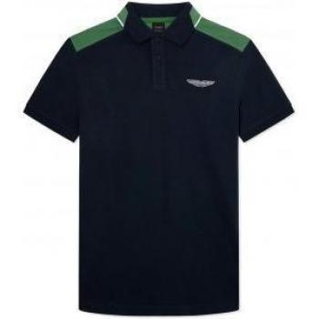 Polo Block marino Hackett London para hombre con diseño de bloques en colores azules