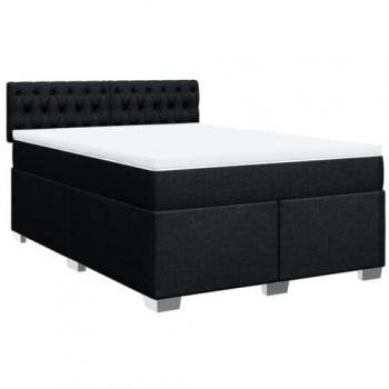 Cama box spring con colchón de tela negro 140x200 cm