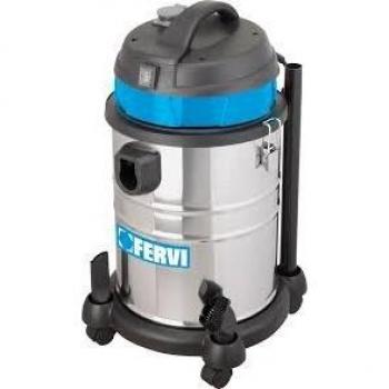 Aspirador Industrial de Polvo y Agua Fervi A040/60A con Depósito de 60L en Acero Inoxidable