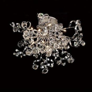 Plafón Kurlz 15 bombillas G4 cromo pulido y cristal, no compatible con LED/CFL