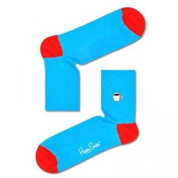 Calcetines 1/2 Crew Ribeteados Bordado Mi Taza de Té - Talla 41-46, Multicolor Unisex
