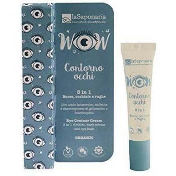 Crema Contorno de Ojos 3 en 1 para Bolsas, Ojeras y Arrugas La Saponaria WOW, 15 ml