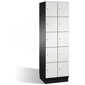 Armario de Compartimentos Bajo Llave C+P Cambio, 10 Casilleros, Puertas de Acero, Color Gris Oscuro y Claro