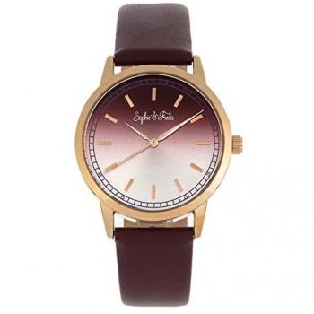Sophie and Freda San Diego Maroon Leather-Band Women's Quartz Watch
