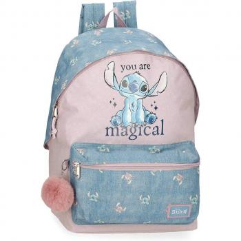 Mochila escolar Disney Joumma Bags Stitch You Are Magical con compartimento para tablet de 44 cm, incluye pompon decorativo y varios compartimentos