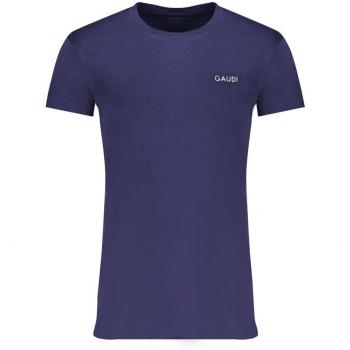 Blue Cotton T-Shirt with Print Logo - XL