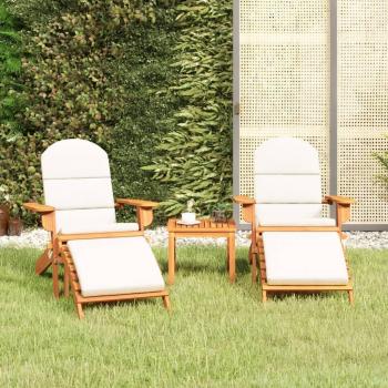 3-Piece Solid Acacia Wood Adirondack Garden Lounge Set
