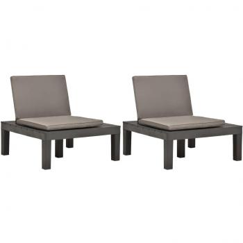 vidaXL Tumbonas de jardín con cojines plástico Color Blanco/Antracita Set 2/4
