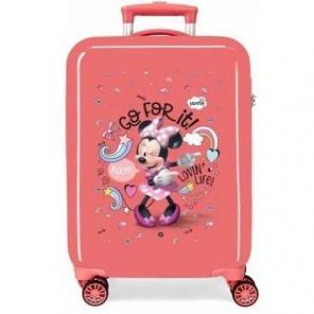 Maleta de Cabina Disney Minnie Loving Life 55 cm Rígida 4 Ruedas Coral 38x55x20cm Capacidad 34L