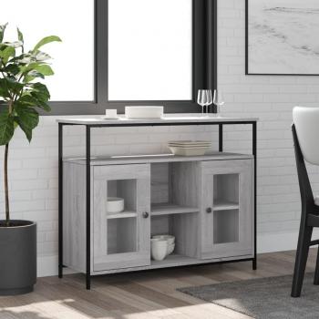 vidaXL Aparador de madera de ingeniería gris Sonoma 100x35x80 cm