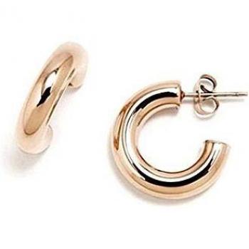 Pendientes Pertegaz colección Criollas 20mm. aros gruesos lisos de tono rosado con cierre a presión
