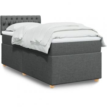 Cama box spring suave con colchón gris oscuro 80x200 cm tela