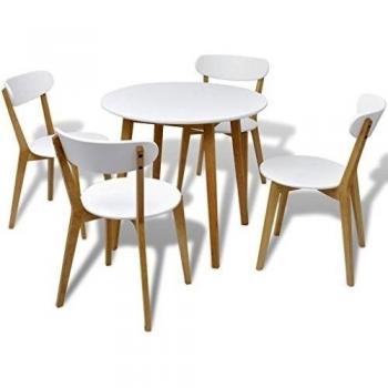 vidaXL Set de Comedor de Cinco Piezas MDF y Madera de Abedul