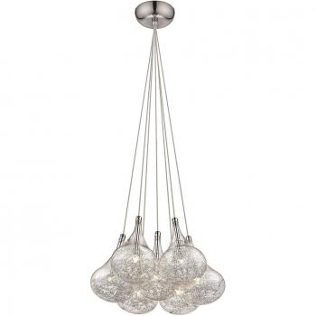 Colgante de techo BOURNEMOUTH 7 luces, vidrio cromado, bombilla G4