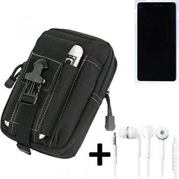 Bolsa del cinturón / funda para Xiaomi Mi 4c, negro + auriculares | compartimientos adicionales con el espacio para el banco de la energía, disco duro, etc. - K-S-Trade
