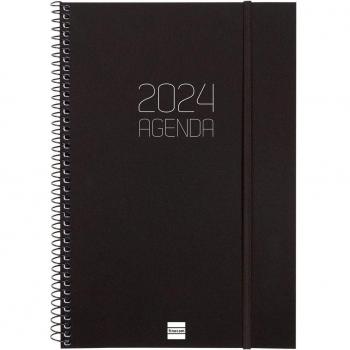 Agenda Finocam 2024 Espiral Opaque E11 Semana Vista Vertical 165x242mm Negro