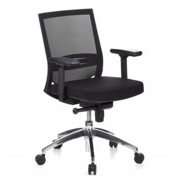 hjh OFFICE 657235 Silla de oficina PORTO PRO Tela Negro, Silla giatoria, ajuste de la profundidad del asiento, Respaldo en malla transpirable