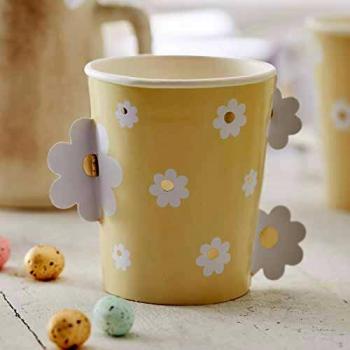 Ginger Ray Vasos de papel con forma de margarita de Pascua, color amarillo, 8 unidades
