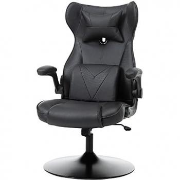 Silla Gaming Ergonómica Ajustable con Cojín Lumbar y Diseño Racing, Metal Negro