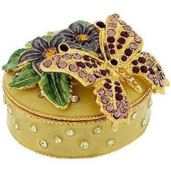 Westminster Base Metal Yellow Enamel Coating Butterfly Trinket Jewellery Box