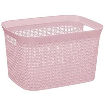 Cesta Grande de Plástico Escandinava Rosa 25L para Organizar Cuarto de Lavado