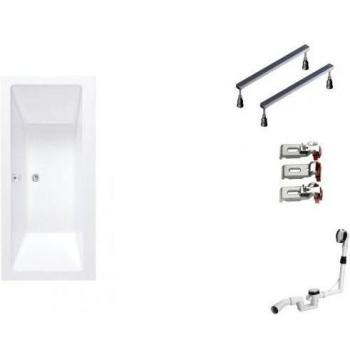 Galdem para bañera Set GABWSET142RF, 170 x 75 cm, de alta calidad para completo que consta de una rectangular acrílico diseño bañera, bañera pie y practica