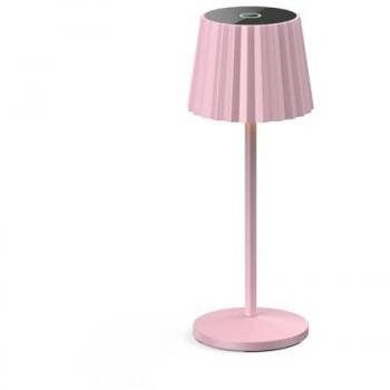 Lámpara de mesa LED recargable Esali, rosa, aluminio, 11 cm, portátil e inalámbrica con sensor táctil