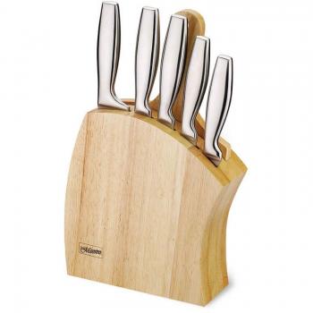 Juego de Cuchillos de Cocina y Soporte Feel Maestro MR-1411 Madera, 7 piezas, incluye cuchillos de chef, pan, carne, verduras y pelador, soporte de madera para almacenamiento