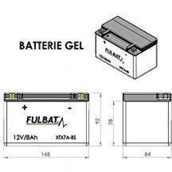 Fulbat - Batería moto Gel YTX7A-BS/FTX7A-BS 12V 6Ah